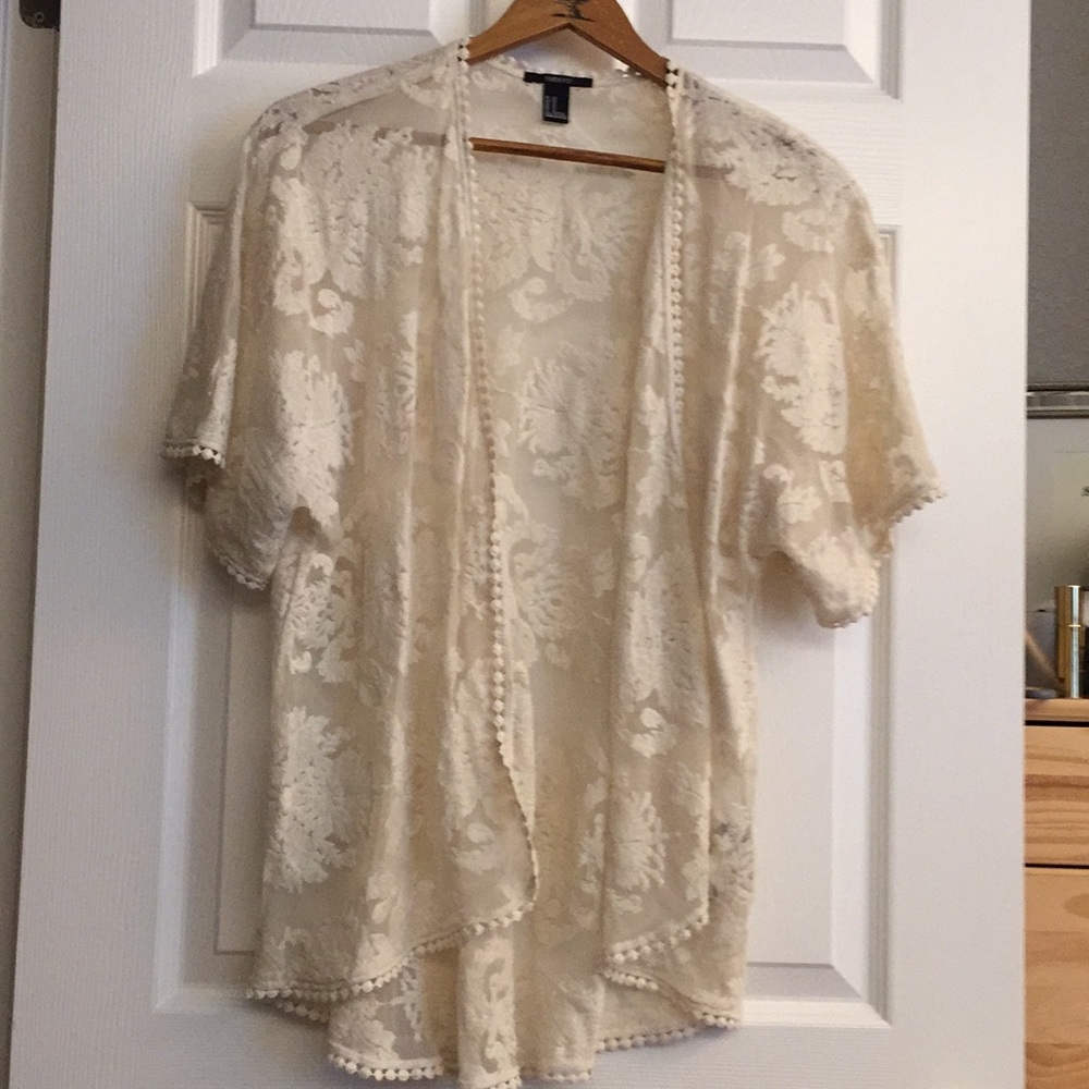 Embroidered robe sheer cover up cardigan